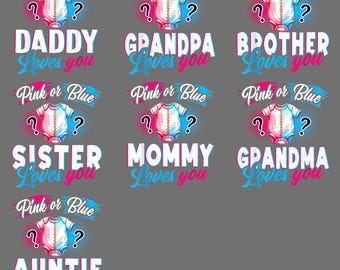 Pink or Blue Party Shower PNG – Funny Baby Gender Reveal Family Matching Holiday Clipart, Sublimation Digital Download