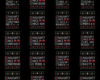 Naughty Nice Santa PNG – Funny Ugly Christmas List Family Holiday Humor Clipart, Sublimation Digital Download