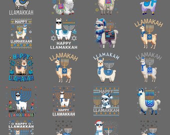 Alpaca Chanukah PNG – Cute Hanukkah Clipart, Funny Jewish Holiday Digital Download, Festival of Lights Sublimation Design