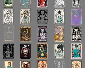The Nurse Skeleton Tarot Card PNG – Funny Retro Medical Clipart, Halloween Nurse Sublimation Digital Design