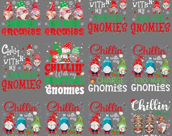 Funny Charge Gnomies PNG – Chillin With My Nurse Christmas Gnome Holiday Humor Clipart, Sublimation Digital Download