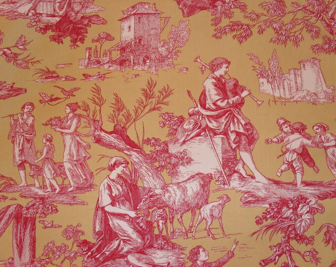 MONTEREAU Kingsway Fabrics Toile Red and Gold 4 YDS Etsy