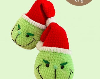 Grinch Crochet Plush Pattern: Christmas Amigurumi Toy (PDF Pattern)