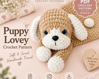 Puppy Lovey Crochet Pattern – Amigurumi Dog Snuggler Blanket PDF Tutorial