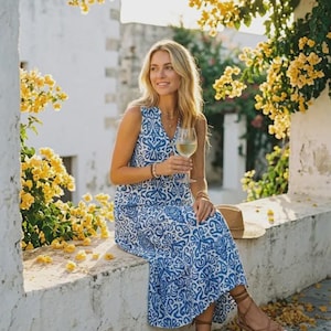 blue and white mediterranean dress Trend Alert: Blue and White Floral Dresses for Summer 2024  Brookes Buys