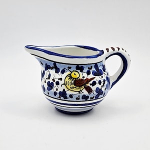 Brocca in ceramica dipinta a mano vintage Deruta Italia / Lattiera FIMA Arabesco Blu Multi / Brocca a forma di uccello in ceramica italiana / Piccola lattiera in maiolica