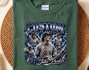 Personalisiertes Baseball-Shirt, individuelles Schulteam-T-Shirt, Vintage-Baseballspieler-Bootleg-Shirt, individuelles Foto-T-Shirt Geschenk