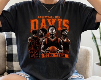 Benutzerdefiniertes Basketball Mom Shirt, personalisiertes Vintage Bootleg Basketball T-Shirt, benutzerdefiniertes Foto Basketball Geschenk, Basketball Team Support Tee