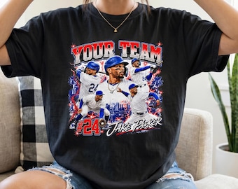 Kundenspezifisches Baseball-Bootleg-Shirt, personalisiertes Baseball-Geburtstags-Shirt, Vintage 90er Jahre Grafik-Baseball-T-Shirt, Baseball-Collage-T-Shirt