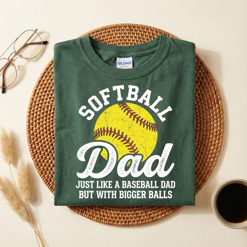 Softball Dad Like a Baseball dad with Bigger Balls Softball Shirt, Softball Dad Shirt, Dad Gifts, Gift For Dad, Softball Shirt, Gift For Dad image 2