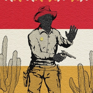 Out Of Time || Art Print || Western Art Inspired || Desert Art || Cactus || Gunslinger || Color block Art || Vintage Inspired Art Print