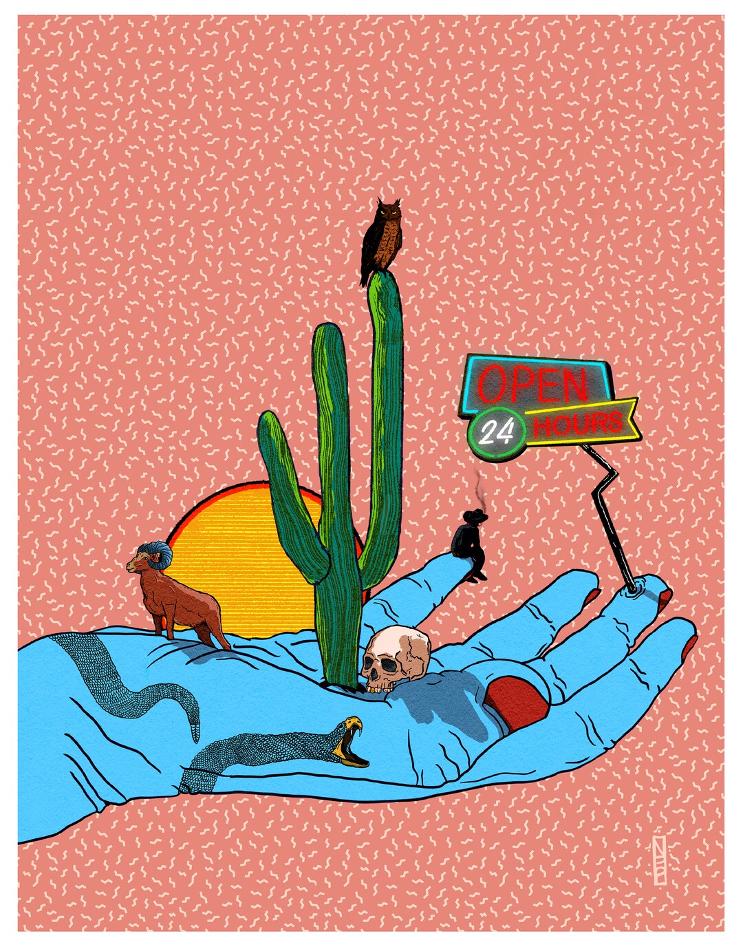 Photo inspiration: Vintage Inspired Art Direction Reference: Space Western Art Print Vintage Inspired Art Inspirational Art