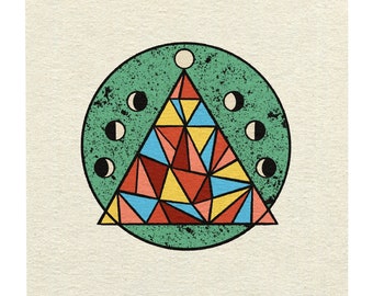 Maanrijk || Kunstdruk || Vintage geïnspireerde kunst || Inspirerende kunst || Boho-kunstdruk || Geometrisch geïnspireerd