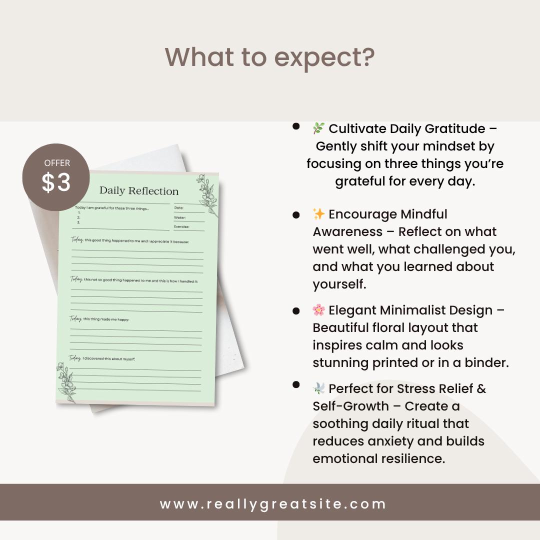 Daily Reflection Journal | Sage Green Printable Planner | Calm Self ...