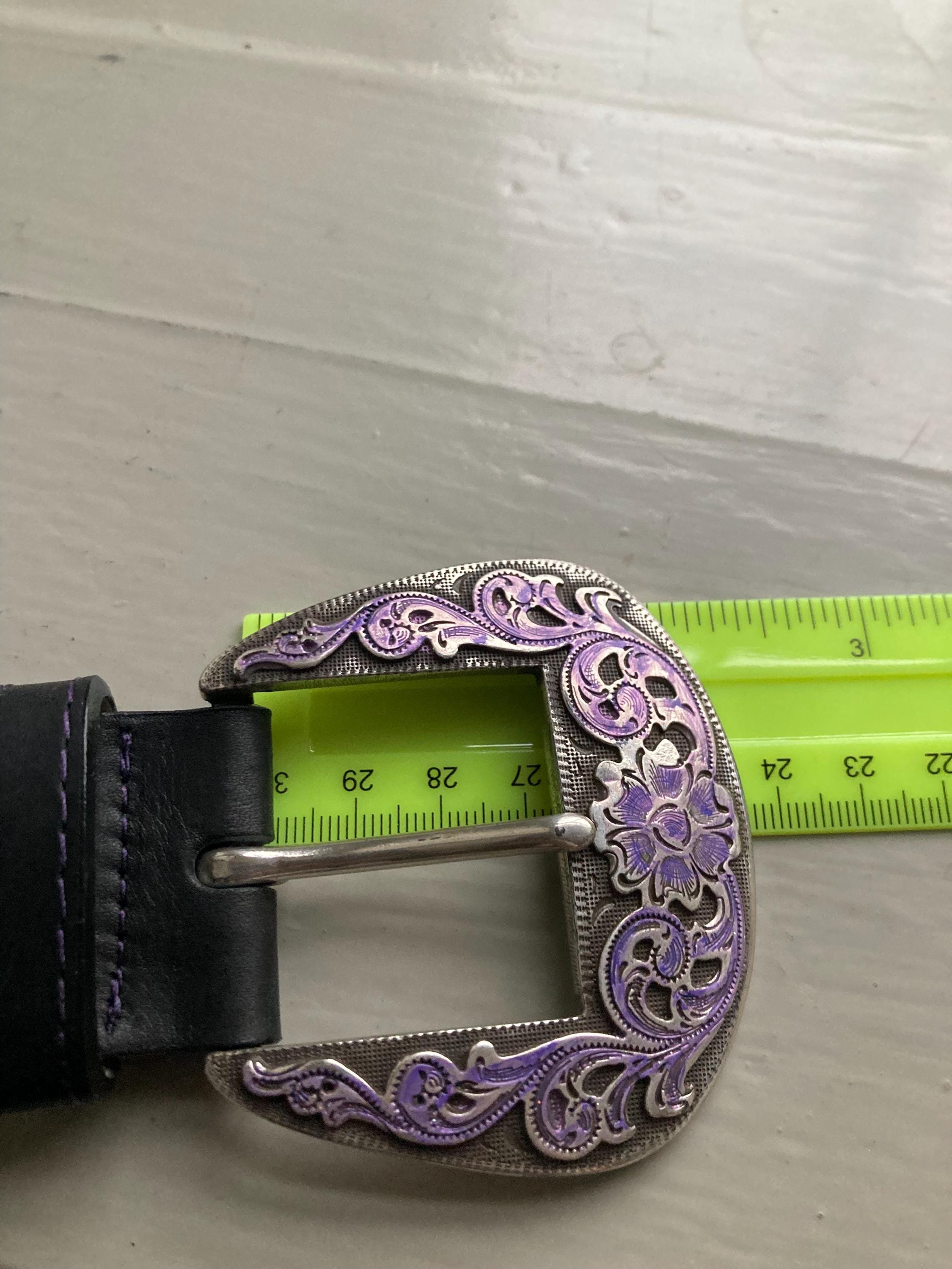 Vintage Streets Ahead Western Belt | Black Leather, Purple  display picture 3
