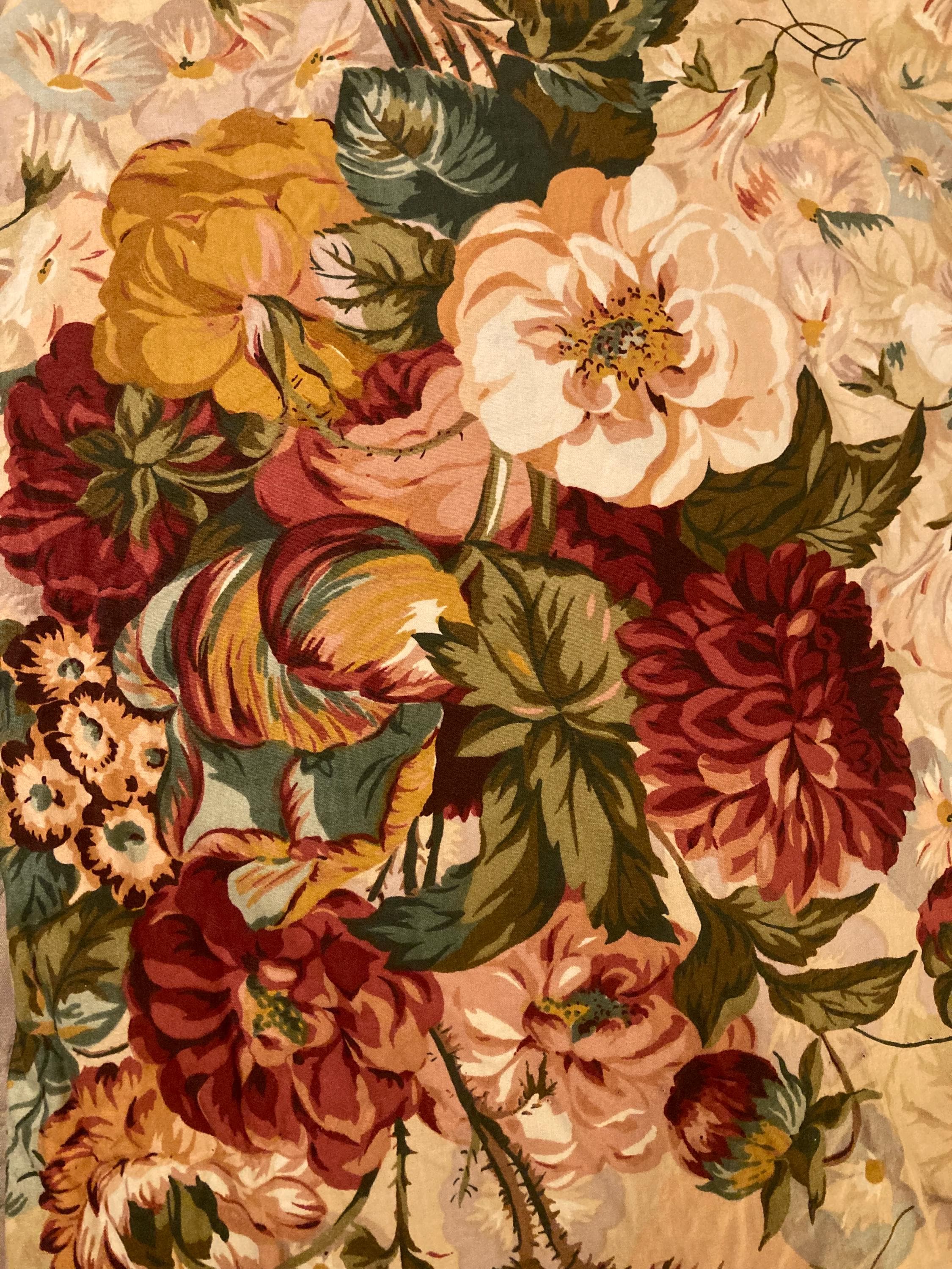 Vintage Floral Chintz Fabric Remnant: Ramm 'hanbury Hall