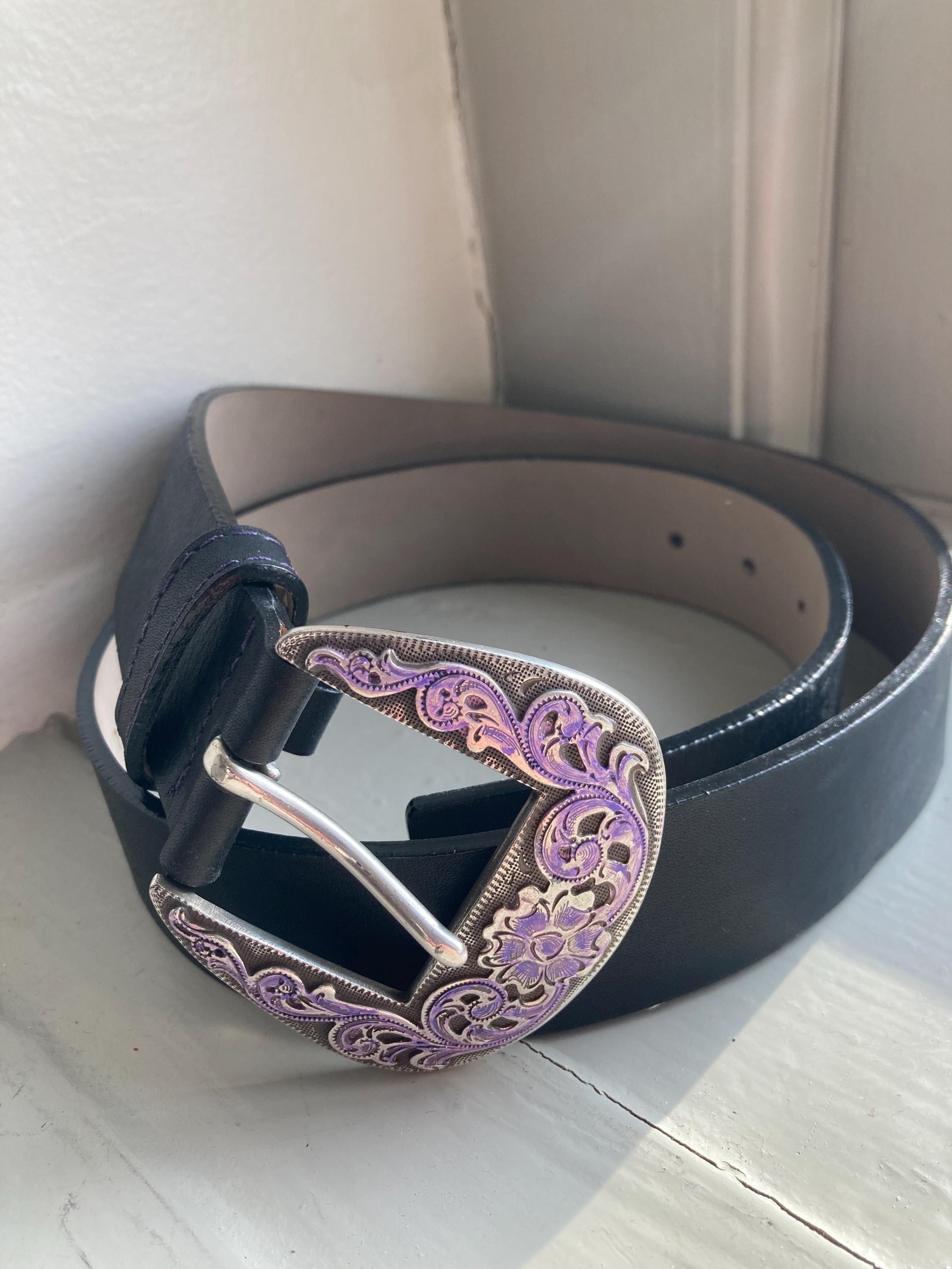 grande ceinture Streets Ahead vintage en cuir croco marron avec