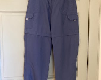 Vintage L.L. Bean Wandelbare Wanderhose, Blau Grau Nylon, Damen Gr. 38