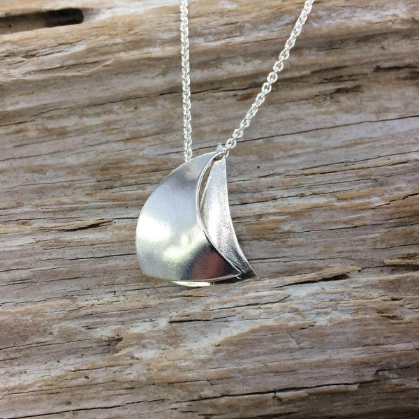Full Sail Sailboat Necklace and Pendant in Silver or Gold