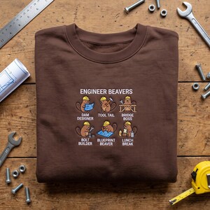 Hoodie mit besticktem Ingenieur-Biber-Motiv, Sweatshirt für Bauingenieure, lustiges Geschenk mit Bauplan-Biber-Motiv, Bauarbeiter-T-Shirt