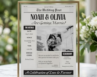 Bridesmaid Proposal Newspaper Template 4 Page, Minimalist Wedding Newspaper, Bridesmaid Gift, Canva Editable Template, Bridal Party Proposal