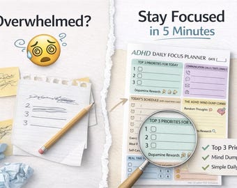 ADHD Digital Planner, GoodNotes Planner, Undated Digital Planner, ADHD Planner, iPad Planner, Adult ADHD Planner, Daily, Weekly Adhd Planner