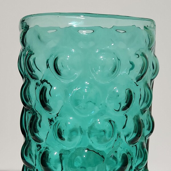 Blenko Wayne Husted Teal Green Freeform Bubble Glass Vase 9 1/2" T