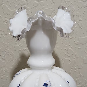FENTON Glass Elizabeth Silver Crest Beaded Melon Vase 6 1/2&quot; T