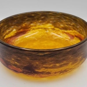 Muller Freres Luneville France Mottled Rare Color Art Glass Large Console Bowl