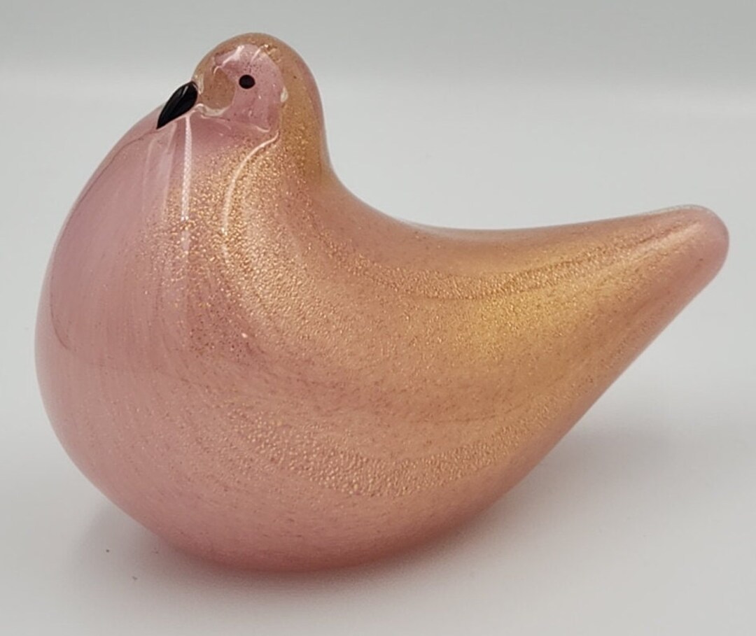 MCM Murano Barovier Toso Dove Pigeon Figurine Pink Gold Fleck