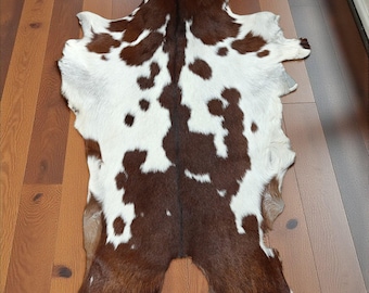 100% Real Leather Hide with Original Hair, Hair on Leather Floor Carpet, Leather Rug for Home Decor, Goat Hide Wall Hanging, Rug with Fur