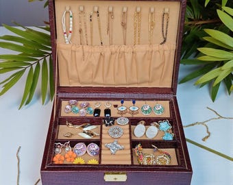 Schmuckschatulle aus echtem Leder für Frauen und Männer | Luxus Krokodil Textur Schmuck Aufbewahrungsetui | Travel & Vanity Schmuckschatulle Geschenk
