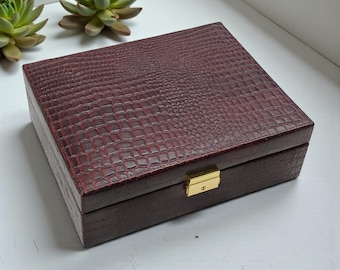 Elegant Leather Jewelry Box, Travel Organizer Case, Valentine Day Gift for Women