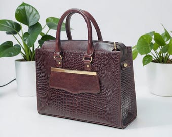 Leder Handtasche für Frauen, Designer Top Griff Einkaufstasche mit Schultergurt, Elegante Büroarbeitstasche, Luxus Leder Geldbörse Geschenk für Sie