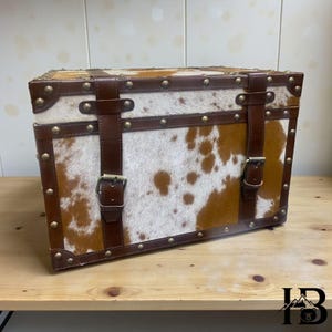 Himalayan Bear Handcrafted Leather Living room Trunk, Leather Storage Box for Home, Original Hair on Leather Trunk, Livingroom Decor Chest, original hairon leather trunk, luxury leather storage box, farmhouse decor, leather trunk with brass rivets, rustic storage Chest