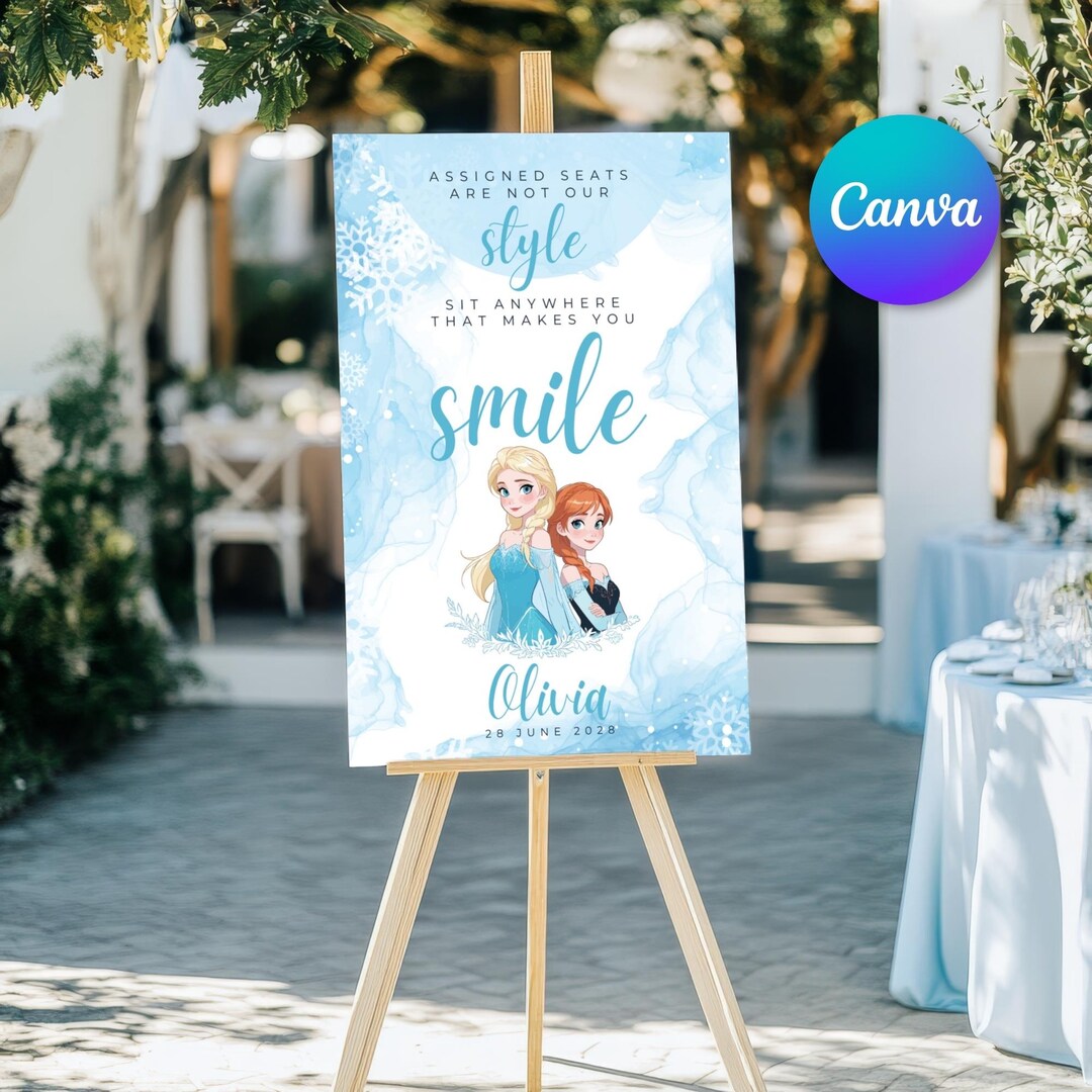 Frozen Elsa Seating Sign Template | Winter Princess Party Welcome ...