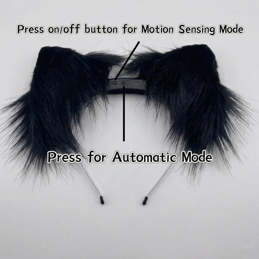 Electronic Animated Cat Ears Headband, Motion-sensing Automatic Modes ...
