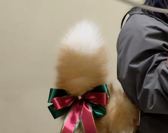 Light brown Wiggling Tail Accessory with bow– Realistic Fluffy Tail, Handmade Cosplay Tail, Motion Tail for Costume, Animal Cosplay Gift