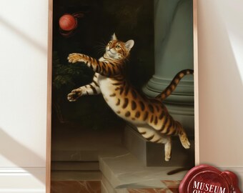 Antieke Bengaalse kat muurkunst - vintage kat poster