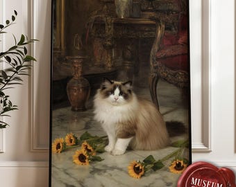 ラグドール イン 花畑」 猫、絵画 ラグドール イン 花畑」 猫、絵画