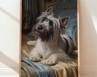 Muurkunst slaapkamer Skye Terrier, portret slaperige terriër