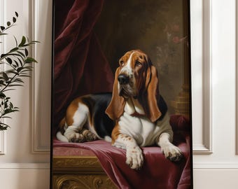 Basset Hound Vintage Poster, Basset Hound-present, väggkonst för hundälskare