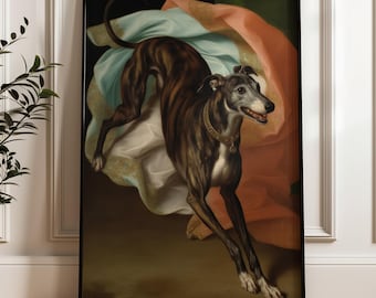 Vintage Greyhound Dog Portrait - Dark Brindle Greyhound Art Print