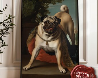 Lámina artística vintage de carlino - Decoración de pared para el baño