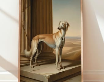 Impression d'art lévrier persan Saluki | Décoration murale vintage fine art portrait de chien