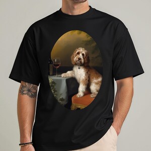 T-shirt Cockapoo vintage - Chien Cavapoo qui boit du vin