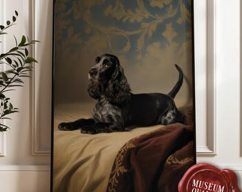 ブラック・イングリッシュ・コッカー・スパニエルの寝室用ファインアートプリント