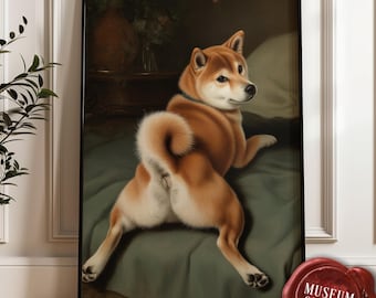 侍柴犬ウォールポスター - ヴィンテージ日本の犬アート - 素朴な戦士の