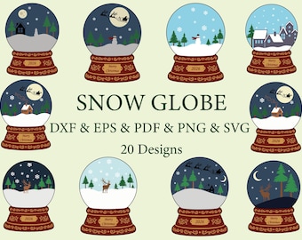 Snow Globe Clipart Bundle, 20 Christmas Designs (svg, png, eps, pdf)