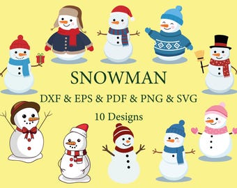 Christmas Snowman Designs Bundle (svg, png, eps, pdf) (Digital Download)